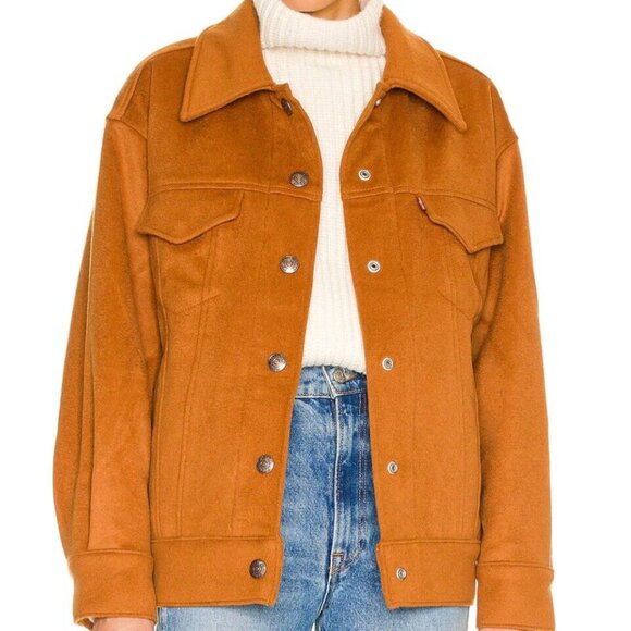 Levi's Jackets & Blazers - Levi's Women's Ginger Snap Front Solid Wool Blend Trucker Varsity Jacket Medium